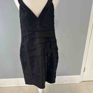 Black Tiered Ruffle Halter Bandage  Cocktail Dress